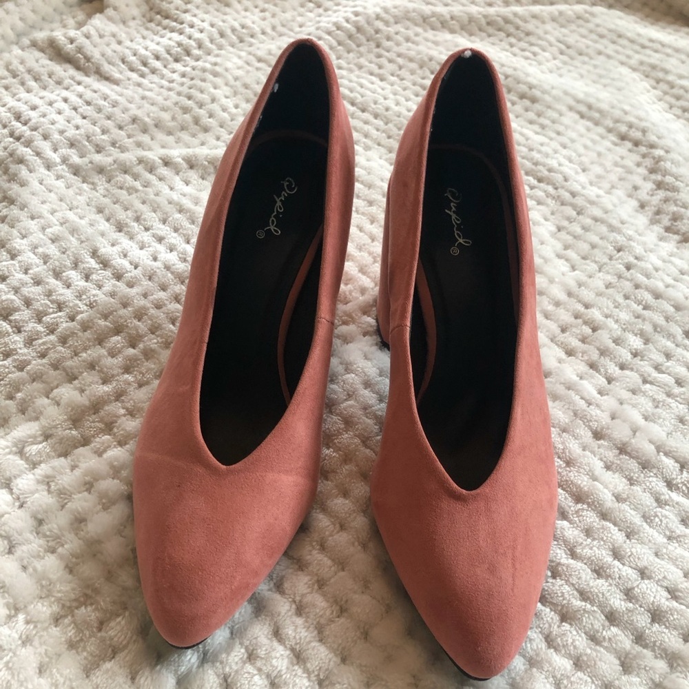 Dusty Rose Thick Heeled Pumps